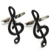 Spoilt Collection Black Treble Clef Music Cufflinks with Crystal